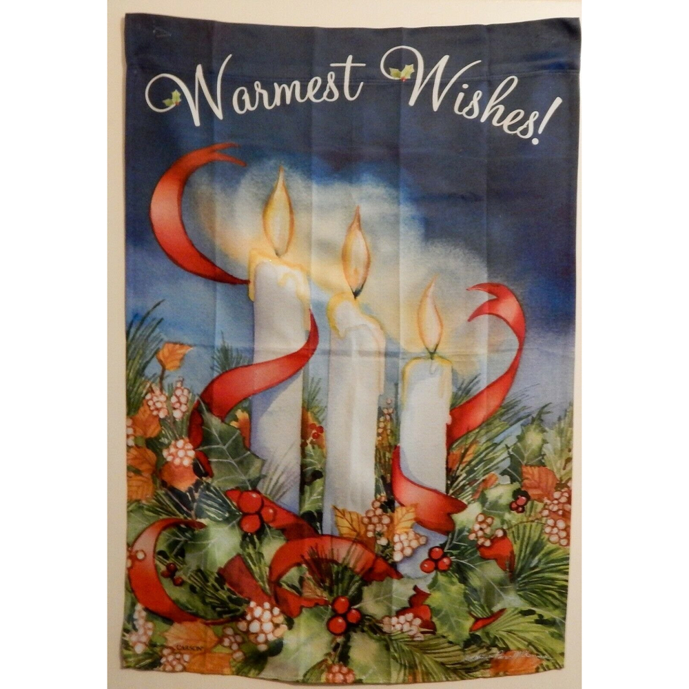 Kathleen McKenna Warmest Wishes Candles Holiday Christmas Garden Yard Flag 28x39
